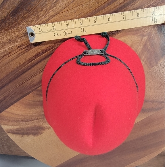 Vintage Red Wool German Girls Hat Cloche Size 51 CM - Picture 14 of 16